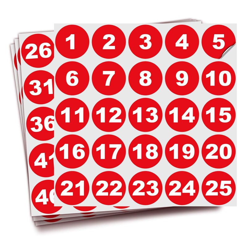 iSYFIX Red Consecutive Number Stickers â€“ 1 to 100, 1.5-inch, 1 Set â€“ Vinyl Self Adhesive Premium Decal, Ideal for Inventory, Storage, Organizing, Boxes, Bins, Toolbox, Lockers & More, Indoor/Outdoor - Image 1